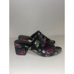 Christian Siriano Mule Heels Shoes‎ Open Toe Paisley Sz 7.5 VTG Boho Folk Floral